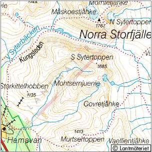 Topografisk karta N. Strofjället i Västerbottens län