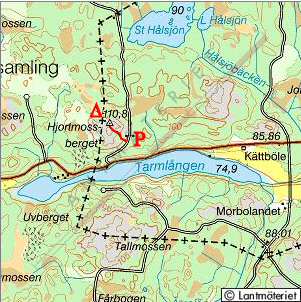 Topo map, Hjortmosseberget in Uppsala county