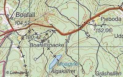 Topo map, Boafallsbacke in Blekinge