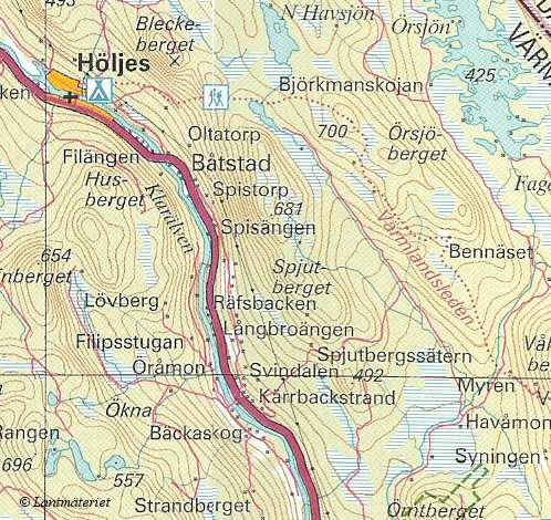 Topografisk karta över Granberget med omgivningar.
