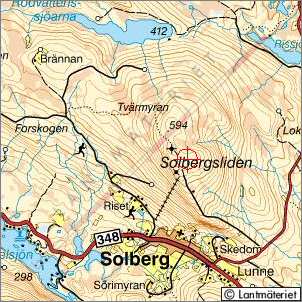 Topografisk karta Solbergsliden i Västernorrlands Län