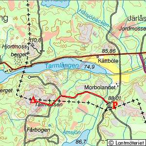 Topografisk karta Tallmossen i Uppland