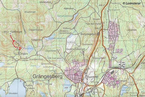 Topo map over Fjällberget and surroundings.